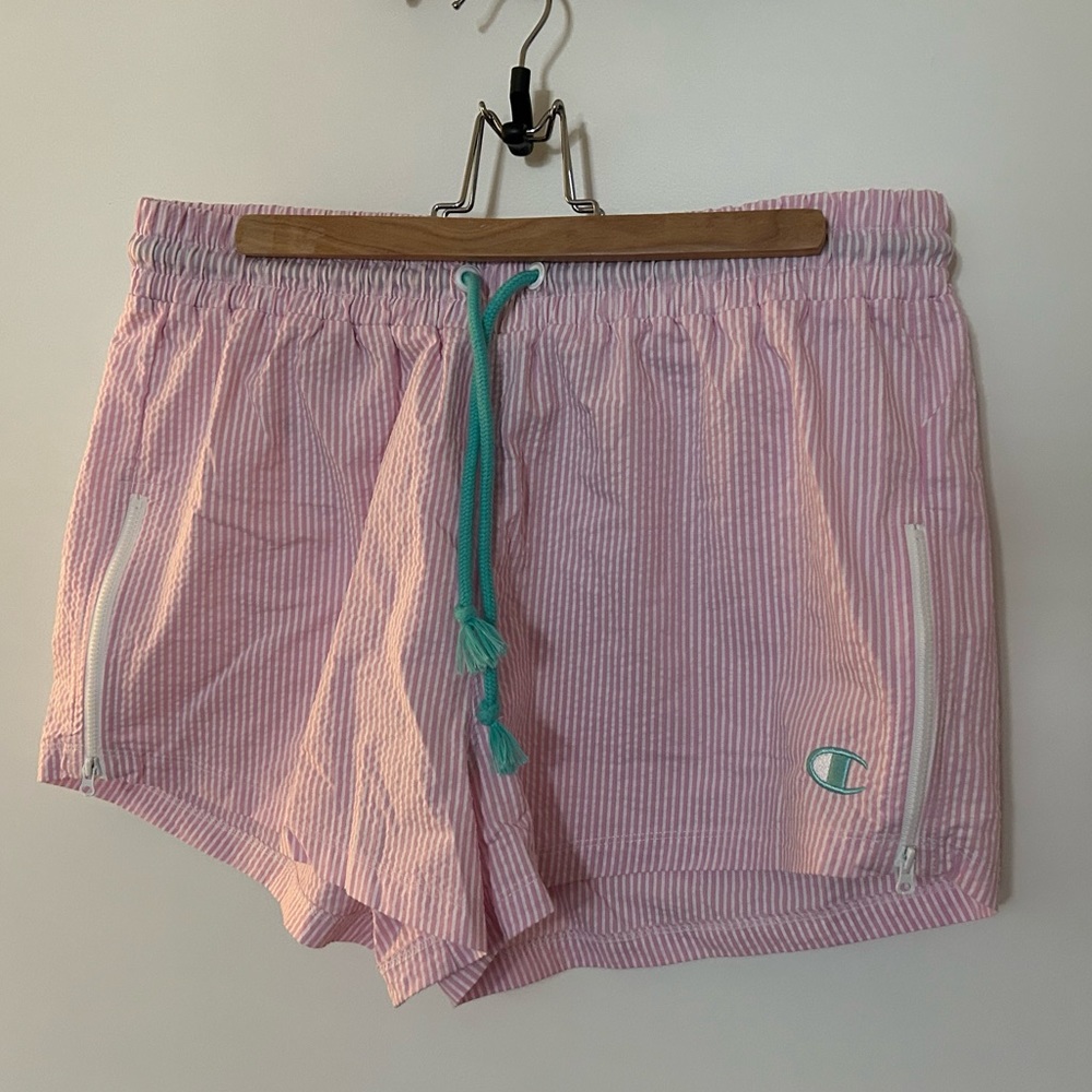 Champion seersucker pink shorts size large
